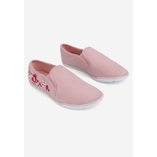 Trampki damskie różowe Yourshoes tkaninowe płaskie bez zapięcia 
