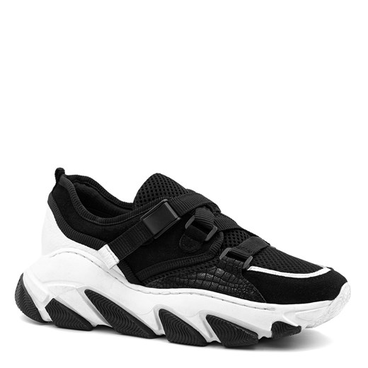 Czarne sportowe buty na grubej podeszwie 256D ze sklepu NESCIOR w kategorii Buty sportowe damskie - zdjęcie 105990231