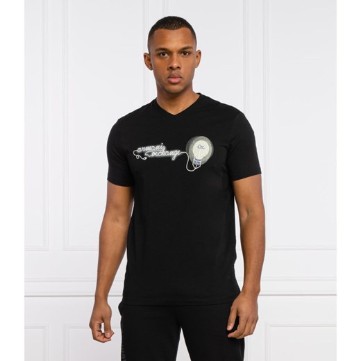 T-shirt męski czarny Armani Exchange z napisami bawełniany 