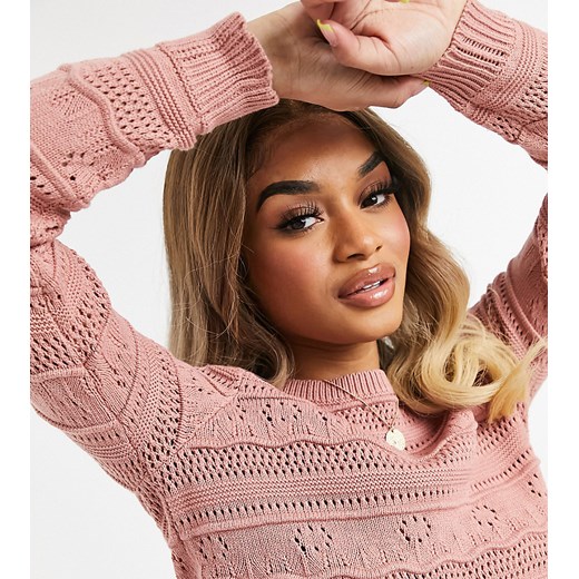 Vero Moda Petite – Różowy sweter z dzianiny o wzorzystym splocie S Asos Poland