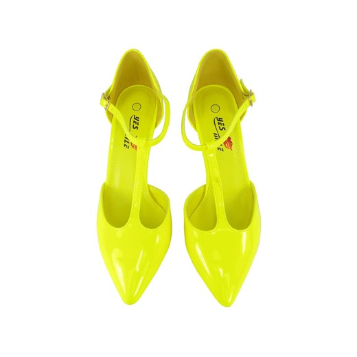Buty żółte szpilki neonowe z paskiem w kostce 37 Kokietki