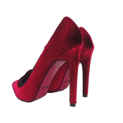 Czerwone welurowe szpilki buty damskie 37 wyprzedaż Kokietki