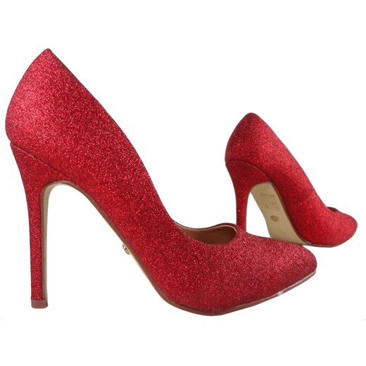 Czerwone szpilki brokatowe buty damskie 38 Kokietki promocyjna cena