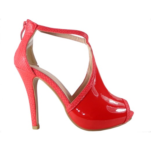 Czerwone sandały damskie z paskiem w kostce 39 promocyjna cena Kokietki