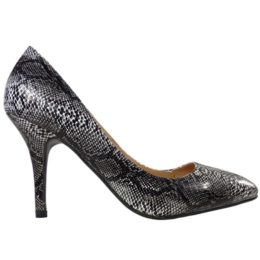 Czarne szpilki w wężowy wzór biało szary buty damskie 39 okazyjna cena Kokietki