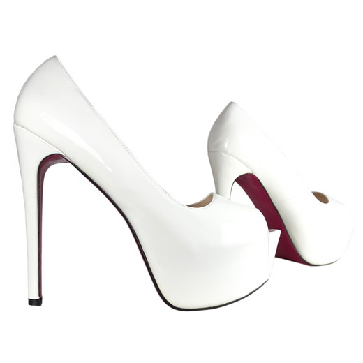 Białe szpilki na platformie lakierki high heels duże rozmiary Duże Rozmiary 43 Kokietki