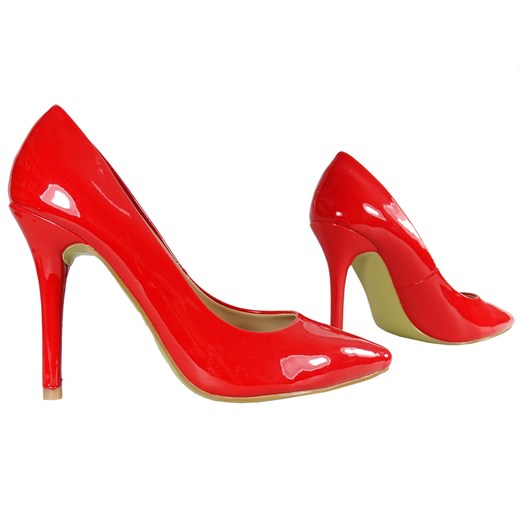 Czerwone szpilki damskie lakierowane buty 38 Kokietki
