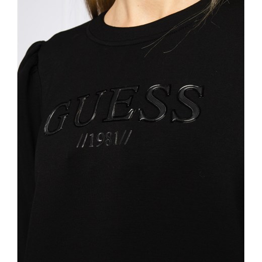 Bluza damska czarna Guess z napisem krótka 