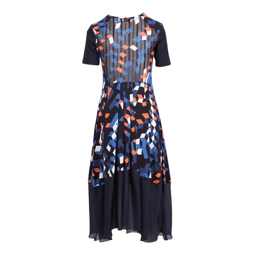 Sukienka High maxi z krótkim rękawem z okrągłym dekoltem asymetryczna 