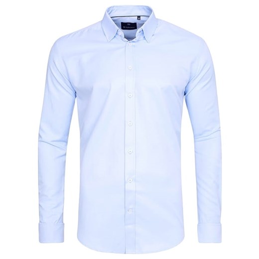 koszula męska di selentino błękitna na spinki slim fit ze sklepu Royal Shop w kategorii Koszule męskie - zdjęcie 106183750