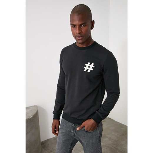 Trendyol Black Men's Back Printed Bike Collar Regular Fit Sweatshirt Trendyol XL Factcool