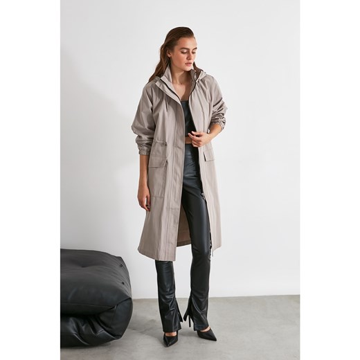 Trendyol Trench Coat with Grey Hoodie Ruffle and Belt Detail Water Propulsion Trendyol 34 Factcool