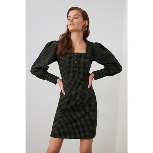 Trendyol Khai Checkered Square Neckline Dress Trendyol 34 Factcool
