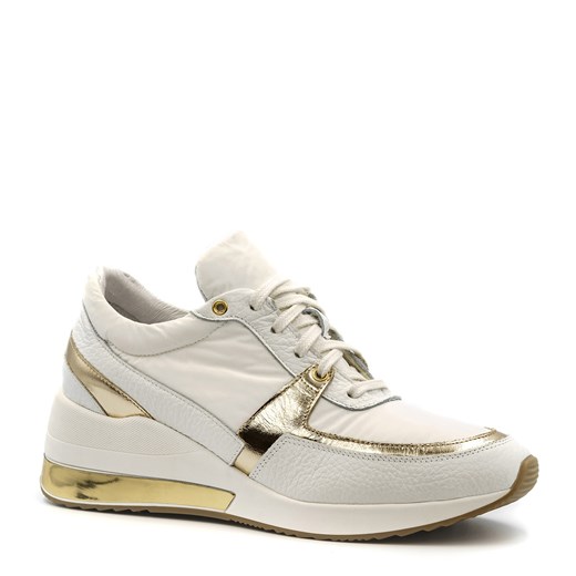 Sportowe białe sneakersy typu chunky ze złotą wstawką 278B Neścior 39 okazja NESCIOR