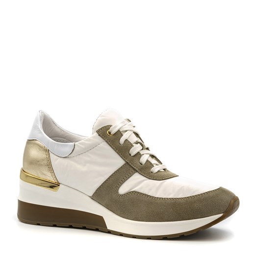 Sportowe białe sneakersy typu chunky ze złotą wstawką 278A Neścior 38 NESCIOR promocja