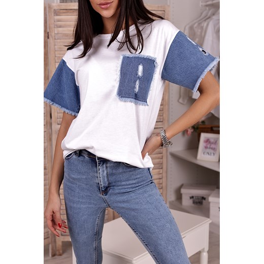 T-shirt damski DENIMA WHITE S wyprzedaż Ivet Shop