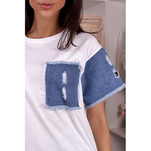 T-shirt damski DENIMA WHITE L okazja Ivet Shop