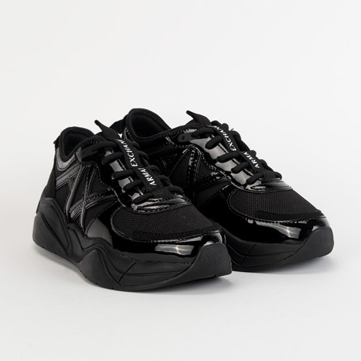 Buty sportowe damskie Armani Exchange czarne na platformie wiązane 