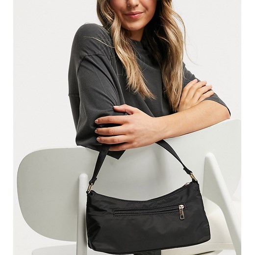 My Accessories London Exclusive – Czarna nylonowa torebka na ramię z suwakiem na przodzie-Czarny My Accessories No Size Asos Poland