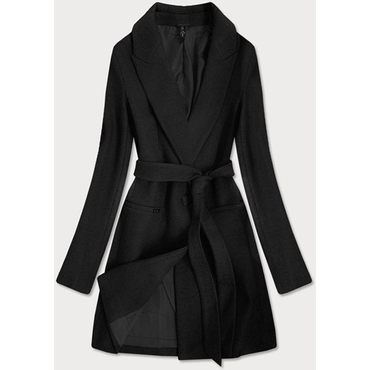 Klasyczny damski płaszcz z domieszką wełny czarny (2715) ze sklepu goodlookin.pl w kategorii Płaszcze damskie - zdjęcie 106363901