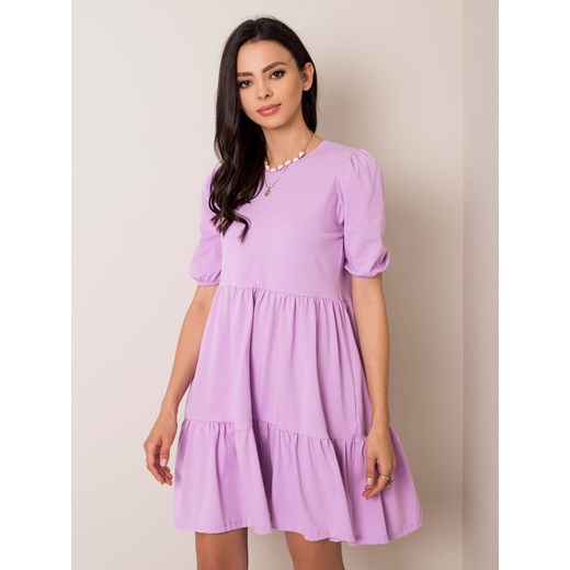 Sukienka Factory Price mini fioletowa z krótkimi rękawami 