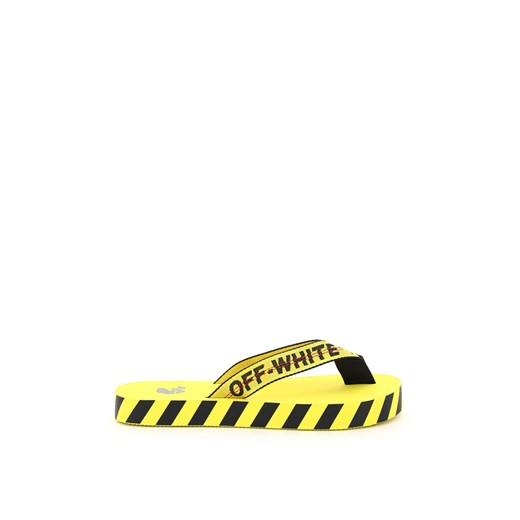 Klapki męskie Off White bez zapięcia żółte z gumy