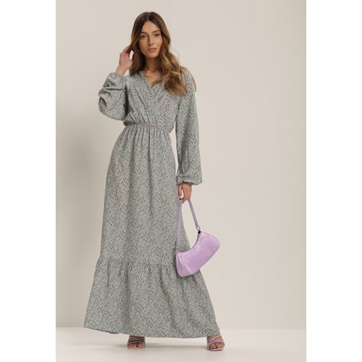 Sukienka Renee w serek w abstrakcyjne wzory maxi