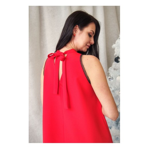 Trapezowa Sukienka Mia Koronka Czerwona L/XL butik-choice