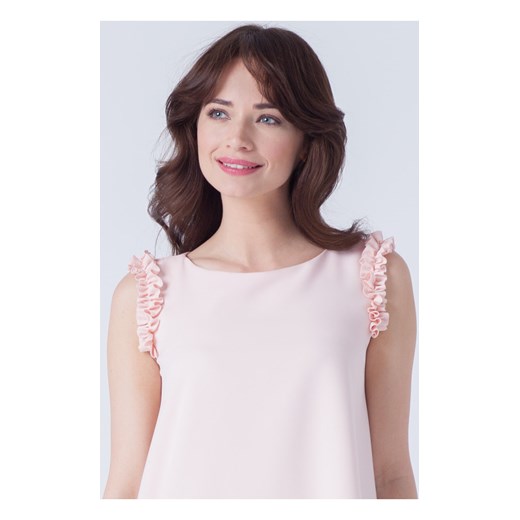 Trapezowa Sukienka Maya z Falbankami Różowa S/M butik-choice