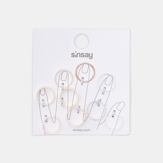 Sinsay - Pierścionki 9 pack - Wielobarwny Sinsay Jeden rozmiar Sinsay