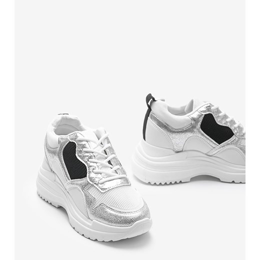 Buty sportowe damskie sneakersy białe na jesień skórzane casual 