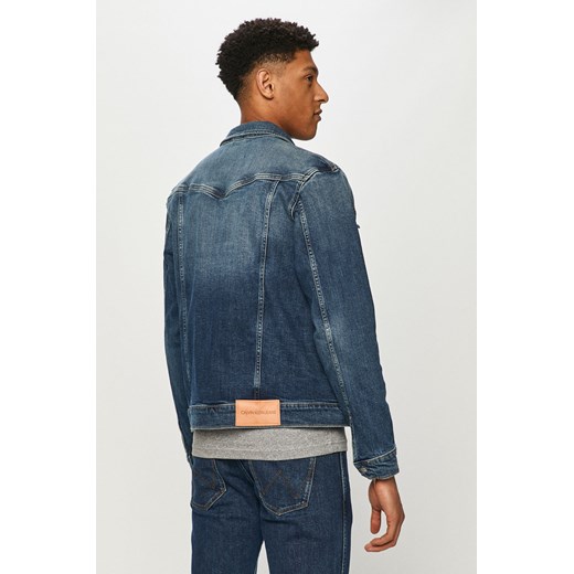 Calvin Klein kurtka męska granatowa w stylu młodzieżowym jeansowa 