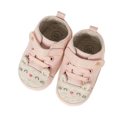 Cool Club buciki niemowlęce różowe bawełniane sznurowane 