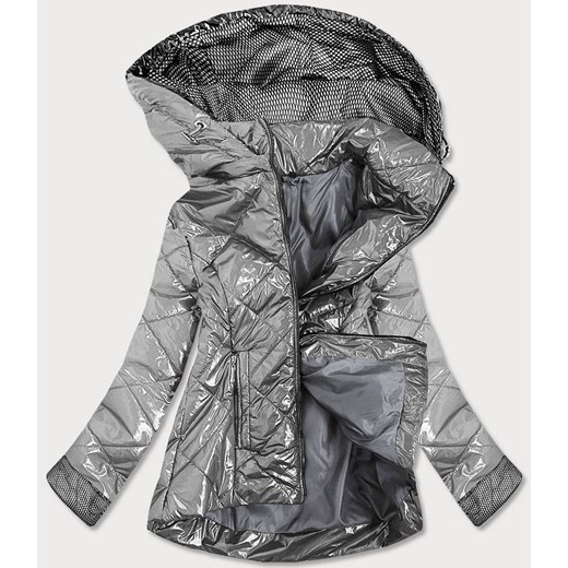 Błyszcząca damska kurtka pikowana srebrna (b9573) ze sklepu goodlookin.pl w kategorii Kurtki damskie - zdjęcie 106712002