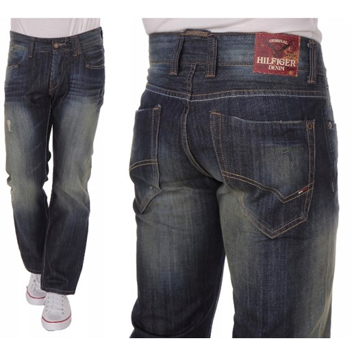 Granatowe jeansy męskie Tommy Hilfiger bawełniane 