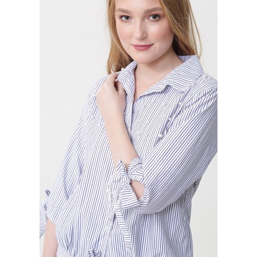 Granatowa Koszula Stripy Pearled S promocja Born2be Odzież