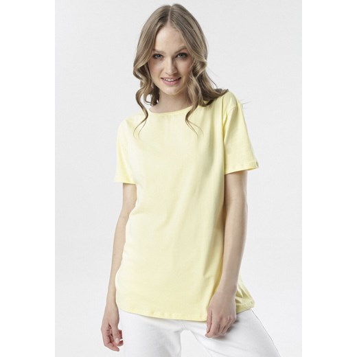 Jasnożółty T-shirt Petotai M promocja Born2be Odzież