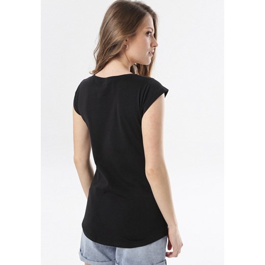 Czarny T-shirt Noelori XL promocyjna cena Born2be Odzież