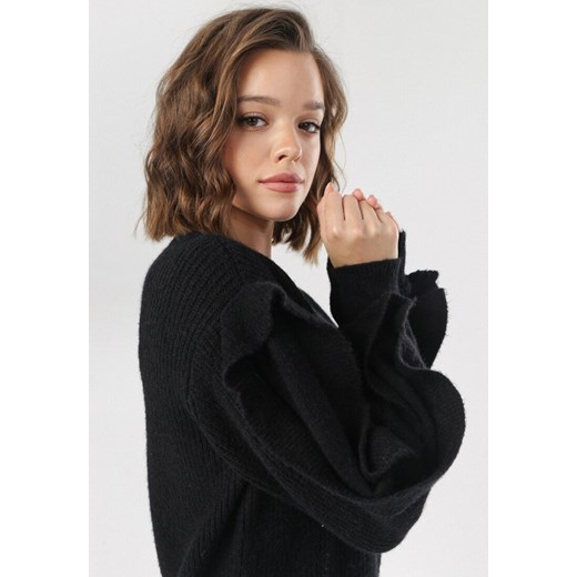 Czarny Sweter Eshiraya S/M promocja Born2be Odzież
