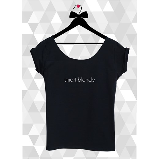 Bluzka czarna - dekolt łódka mały napis smart blonde Time For Fashion XXL okazja Time For Fashion