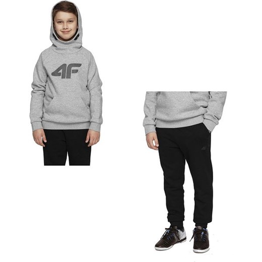 Dres chłopięcy HJL21 JBLM002A + JSPMD001 4F (chłodny jasny szary melanż/głęboka czerń) 152cm promocja SPORT-SHOP.pl