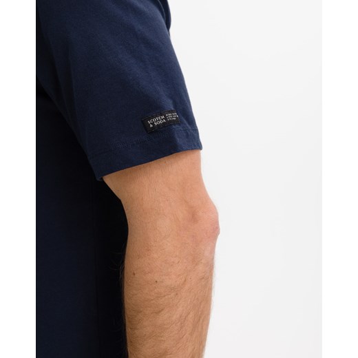 Granatowy t-shirt męski SCOTCH&SODA z krótkimi rękawami 