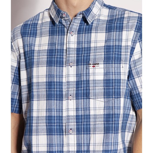 Lee Cooper koszula męska z klasycznym kołnierzykiem w kratkę z krótkim rękawem
