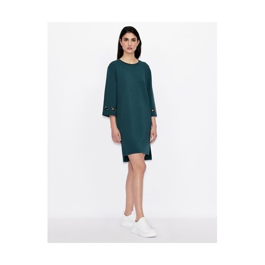 Sukienka Armani Exchange mini z okrągłym dekoltem zielona casual 