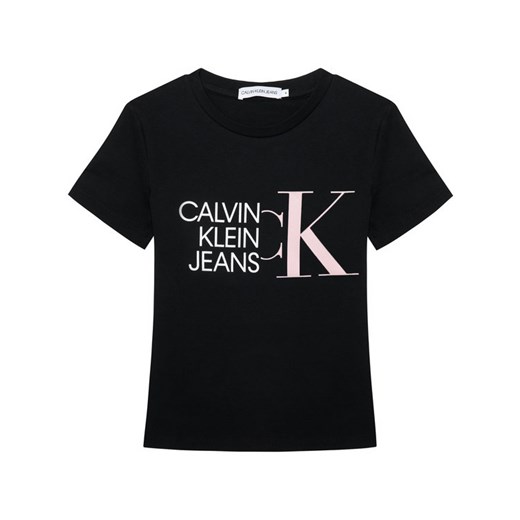 Bluzka dziewczęca Calvin Klein z jeansu z napisami 