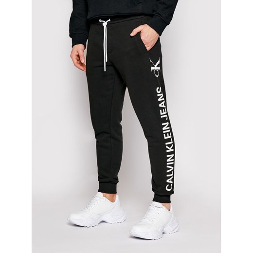 Spodnie męskie Calvin Klein z napisami czarne dresowe 