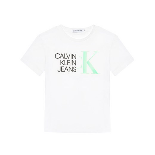 Biała bluzka dziewczęca Calvin Klein z napisami 