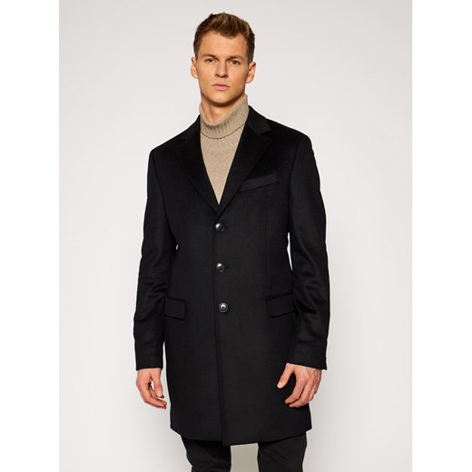 Tommy Hilfiger Tailored Płaszcz wełniany Wool Blend TT0TT08117 Czarny Regular Fit Tommy Hilfiger 54 okazyjna cena MODIVO