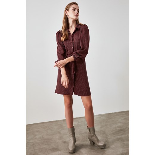 Trendyol Knitted Dress with Burgundy Belt Trendyol XS Factcool