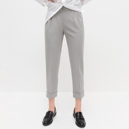 Reserved - Eleganckie spodnie z wysokim stanem - Jasny szary Reserved 42 Reserved